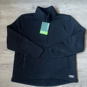 NWT L.L. Bean Women’s Sweater Fleece Half Zip Pullover Black